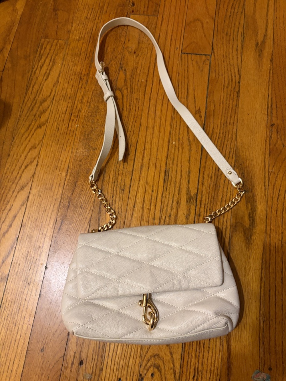 Rebecca Minkoff Quilted Cream Crossbody with Gold Hardware